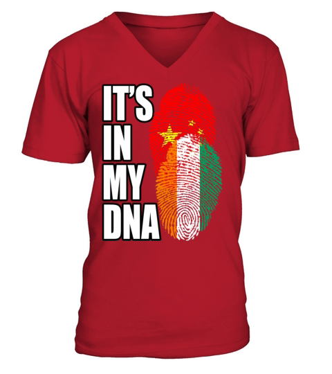 Ivorian And Chinese Mix Heritage DNA Flag V-Neck T-shirt