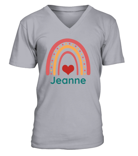 Jeanne Vintage Boho Rainbow V-Neck T-shirt