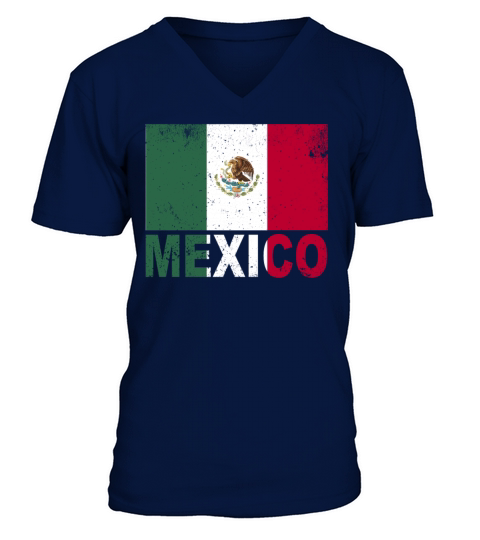 Mexico Flag Vintage Mexican Nationality Roots Trav V-Neck T-shirt