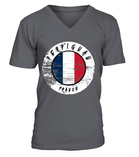 Perpignan France Vintage V-Neck T-shirt