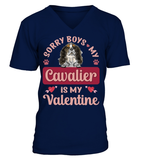 Sorry Boys My Cavalier Is My Valentine V-Neck T-shirt