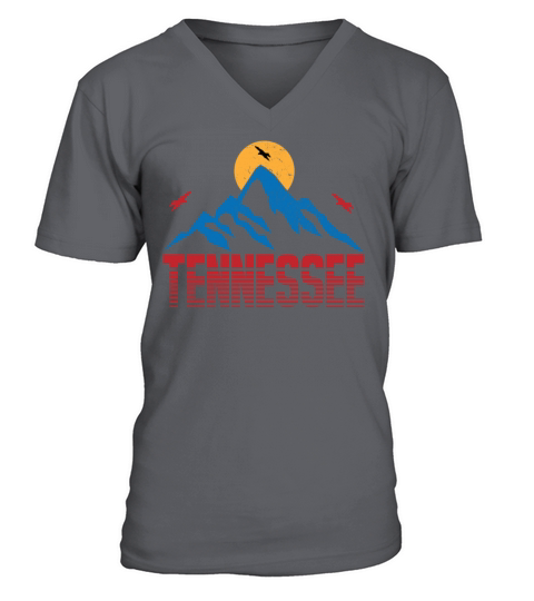 Tennessee Hiking Camping Trip Vintage Mountain V-Neck T-shirt