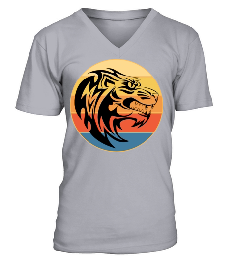 Tiger Big Cat Vintage Retro Sunset V-Neck T-shirt