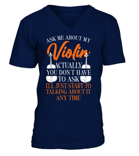 Violin Violinist Vintage Ask Me V-Neck T-shirt
