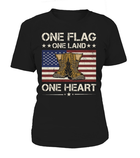 America One Flag One Land One Heart Army Veteran Women's T-Shirt