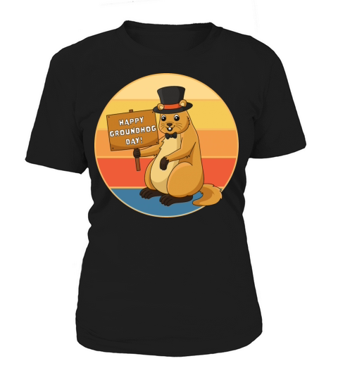 Cute Groundhog Retro Sunset Vintage Animal Lover Women's T-Shirt