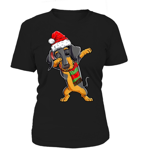 Dabbing Dachshund Santa Christmas Gifts Kids Boys Women's T-Shirt