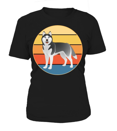 Funny Kawaii Cute Husky Dog Vintage Retro Sunset Women's T-Shirt