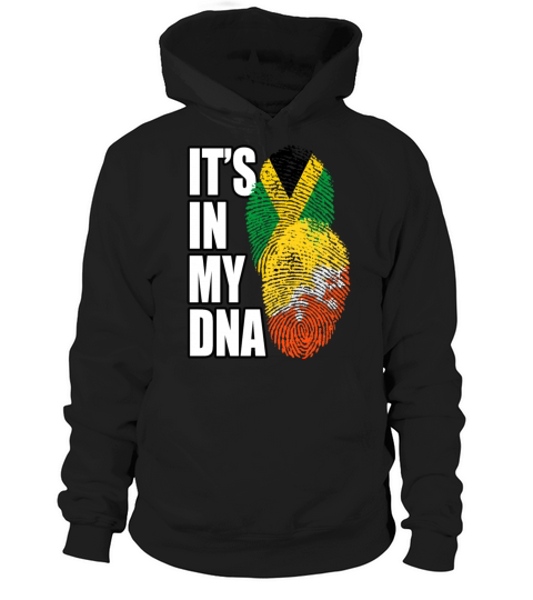 Bhutanese And Jamaican Mix Heritage DNA Flag Hoodie Unisex
