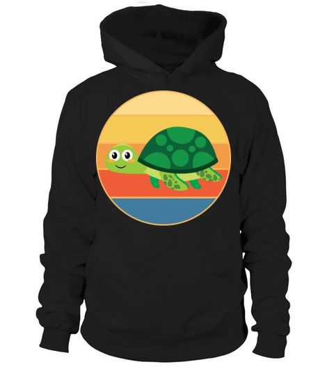 Cute Turtle Vintage Retro Sunset Marine Animal Hoodie Unisex