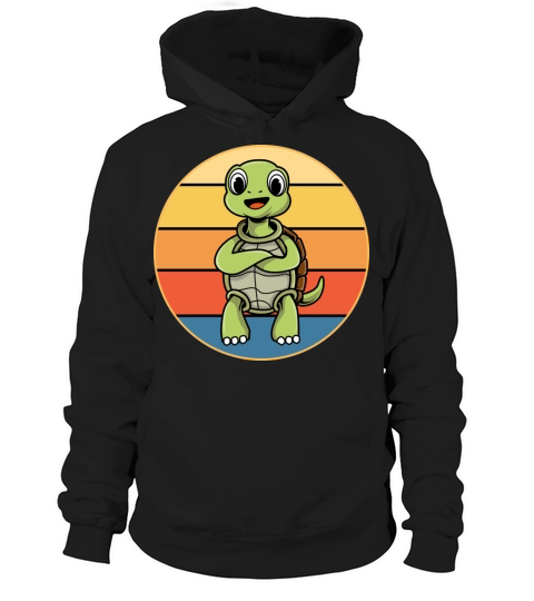 Cute Turtle Vintage Retro Sunset Marine Animal Hoodie Unisex