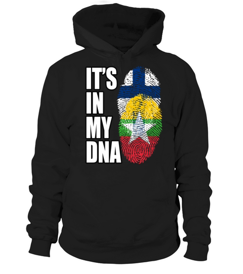 Finland And Burmese Mix Heritage DNA Flag Hoodie Unisex