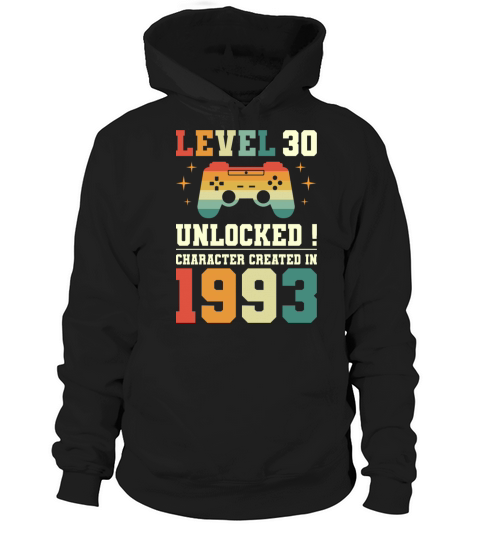 Geek Level 30 Unlocked 1993 30th Birthday Gamer Hoodie Unisex