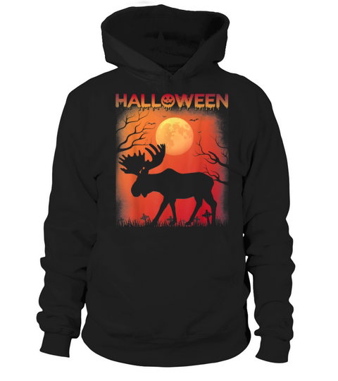 Halloween Themed Vintage Style Moose Halloween Hol Hoodie Unisex