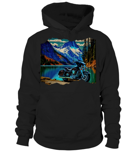 Vintage Motorcycle Biker With Lake Hoodie Unisex