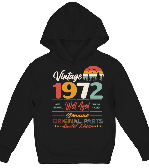 1972 Original vintage vintage retro birthday Kids Hoodie