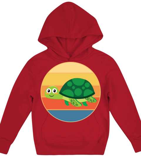 Cute Turtle Vintage Retro Sunset Marine Animal Kids Hoodie