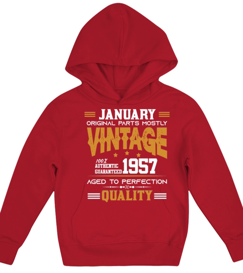 Vintage Aged To Perfection January 1957 Kids Hoodie