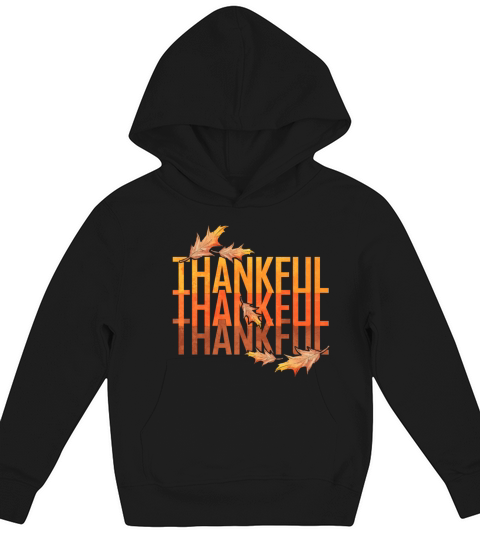 Vintage Brown Leaves Thankful Logo For Kids Hoodie