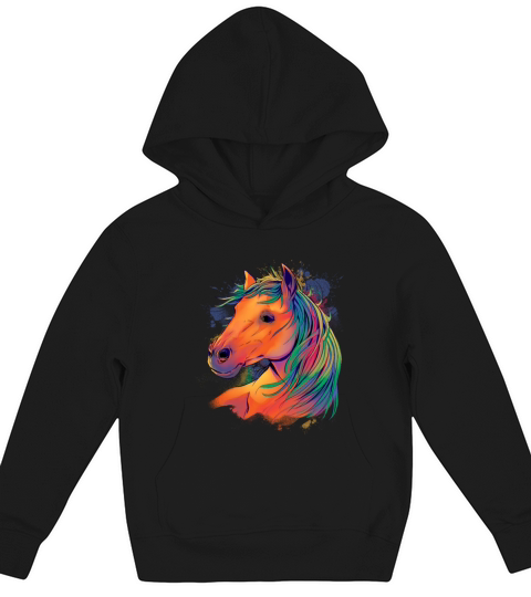 Watercolor Horse Realistic Kids Hoodie