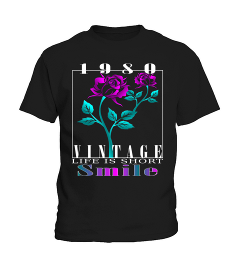 1980 Born Vintage Rose Gift Kids T-Shirt