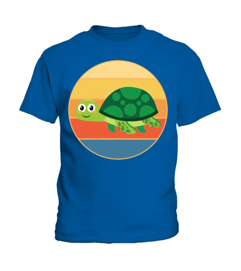 Cute Turtle Vintage Retro Sunset Marine Animal Kids T-Shirt