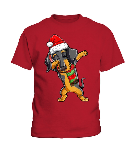 Dabbing Dachshund Santa Christmas Gifts Kids Boys Kids T-Shirt