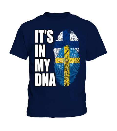 Finland And Swedish Mix Heritage DNA Flag Kids T-Shirt