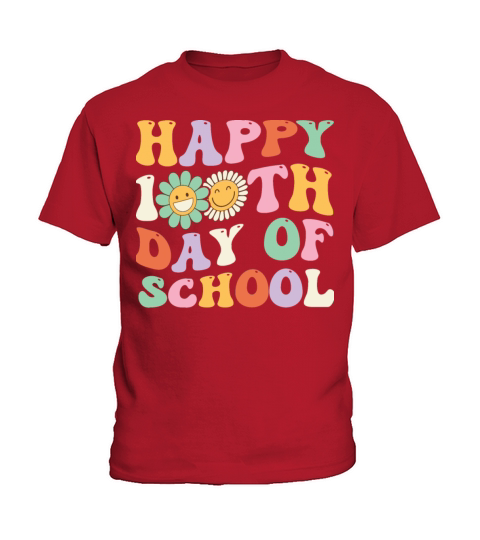 Happy 100th Day Of School Retro Groovy Students Kids T-Shirt
