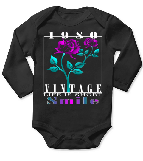 1980 Born Vintage Rose Gift Long Sleeve Baby One-Piece