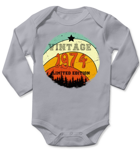 45th Birthday Gifts - Vintage 1974 T Shirt Hiking Long Sleeve Baby One-Piece