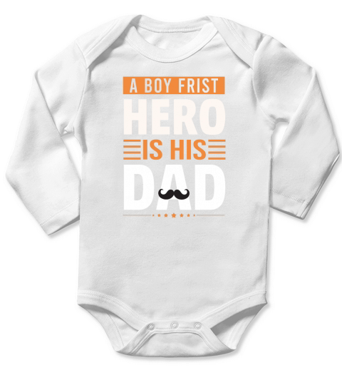 A Boy Frist Hero Is His Dad Long Sleeve Baby One-Piece