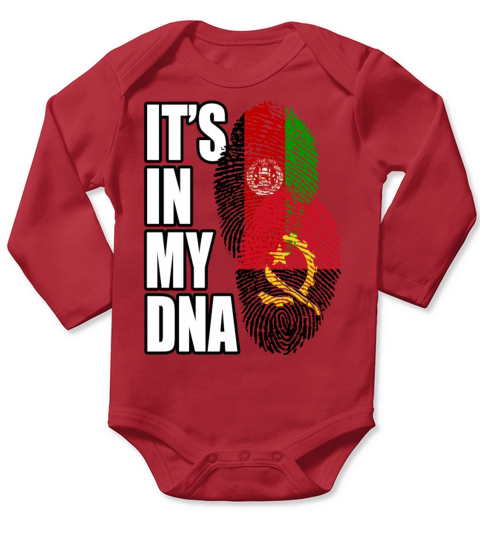 Angolan And Afghanistan Mix Heritage DNA Flag Long Sleeve Baby One-Piece