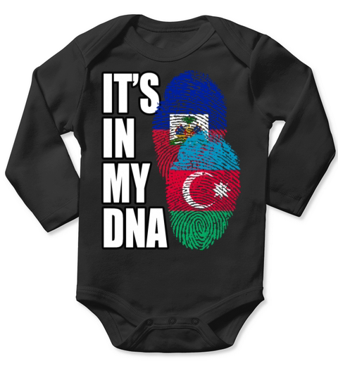 Azerbaijani And Haitian Mix Heritage DNA Flag Long Sleeve Baby One-Piece