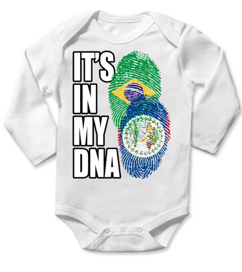 Belizean And Brazilian Mix Heritage DNA Flag Long Sleeve Baby One-Piece