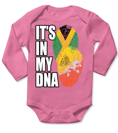 Bhutanese And Jamaican Mix Heritage DNA Flag Long Sleeve Baby One-Piece