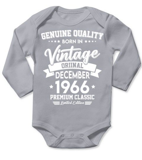 Born In December 1966 Original Vintage Long Sleeve Baby One-Piece