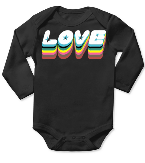 Colorful Love Typographic Slogan Lettering Quote Long Sleeve Baby One-Piece