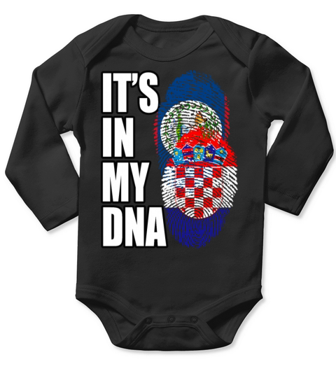Croatian And Belizean Mix Heritage DNA Flag Long Sleeve Baby One-Piece