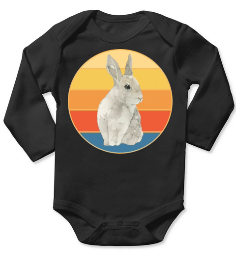 Cute Rabbit Bunny Retro Sunset Vintage Animal Pet Long Sleeve Baby One-Piece