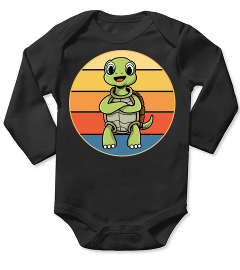 Cute Turtle Vintage Retro Sunset Marine Animal Long Sleeve Baby One-Piece