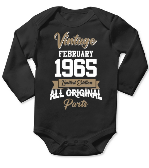 February 1965 Vintage Birthday Present Long Sleeve Baby One-Piece
