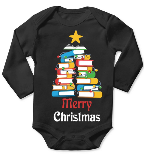 Merry Christmas Tree Love reading Long Sleeve Baby One-Piece