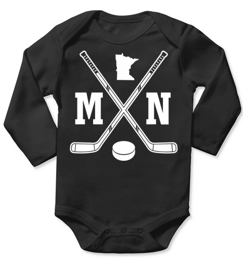Minnesota Mn Ice Hockey Sticks Mn Vintage Long Sleeve Baby One-Piece