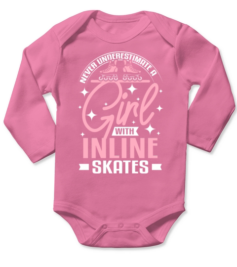 Never underestimate a girl with inline skates Long Sleeve Baby One-Piece