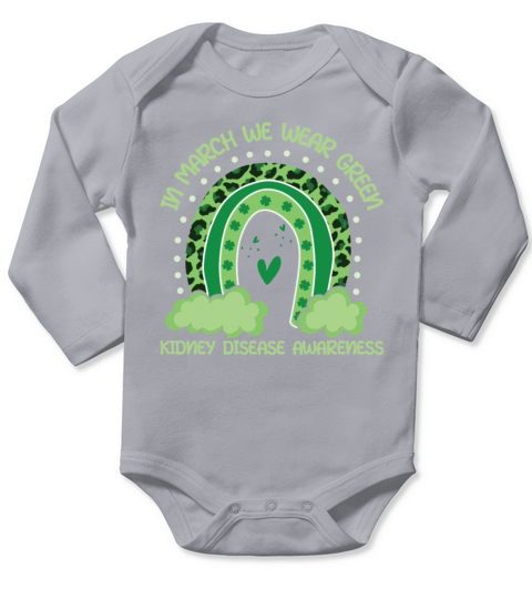 Rainbow Wear Green Kidney Disease Awareness Month Long Sleeve Baby One-Piece