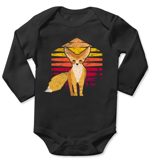 Retro Vintage Fennec Fox Cute Foxes Kawaii Fennec Long Sleeve Baby One-Piece