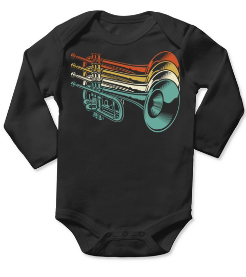 Retro Vintage Trumpet Marching Band Trumpet Player Long Sleeve Baby One-Piece