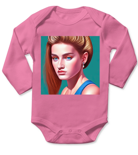 Retrowave Synthwave 80s Character Design Long Sleeve Baby One-Piece