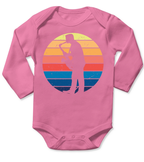 Saxophone Vintage Saxophonist Jazz Wind Instrument Long Sleeve Baby One-Piece